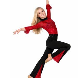 Spanish Flamenco Dance Costume Child Large Rhinestone Competition Skate Jazz